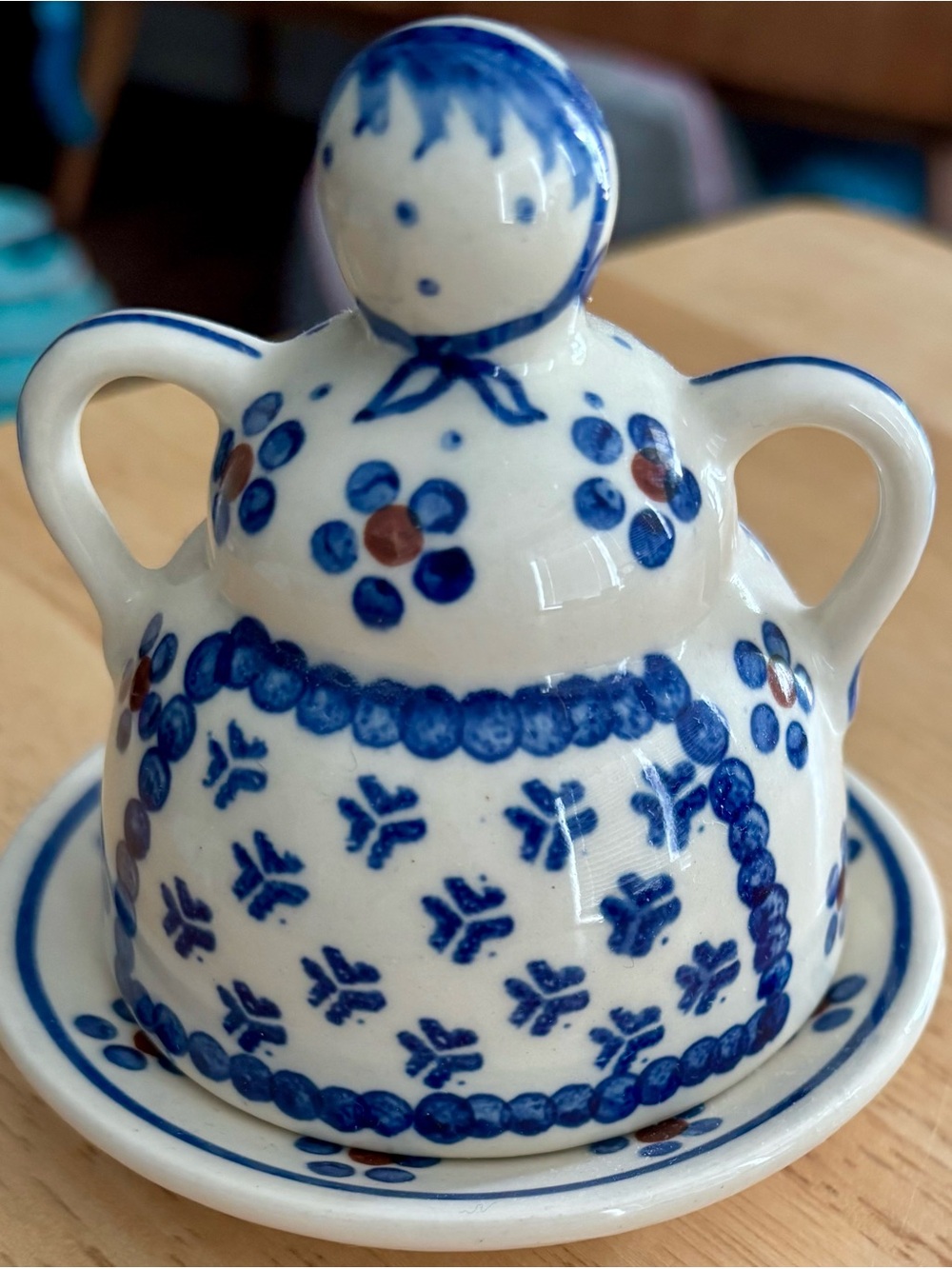 Hand-Painted Blue and White Ceramic Decorative Figurine